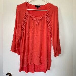 🎉4/30$🎉 Spence Coral Crochet Detail Blouse Large